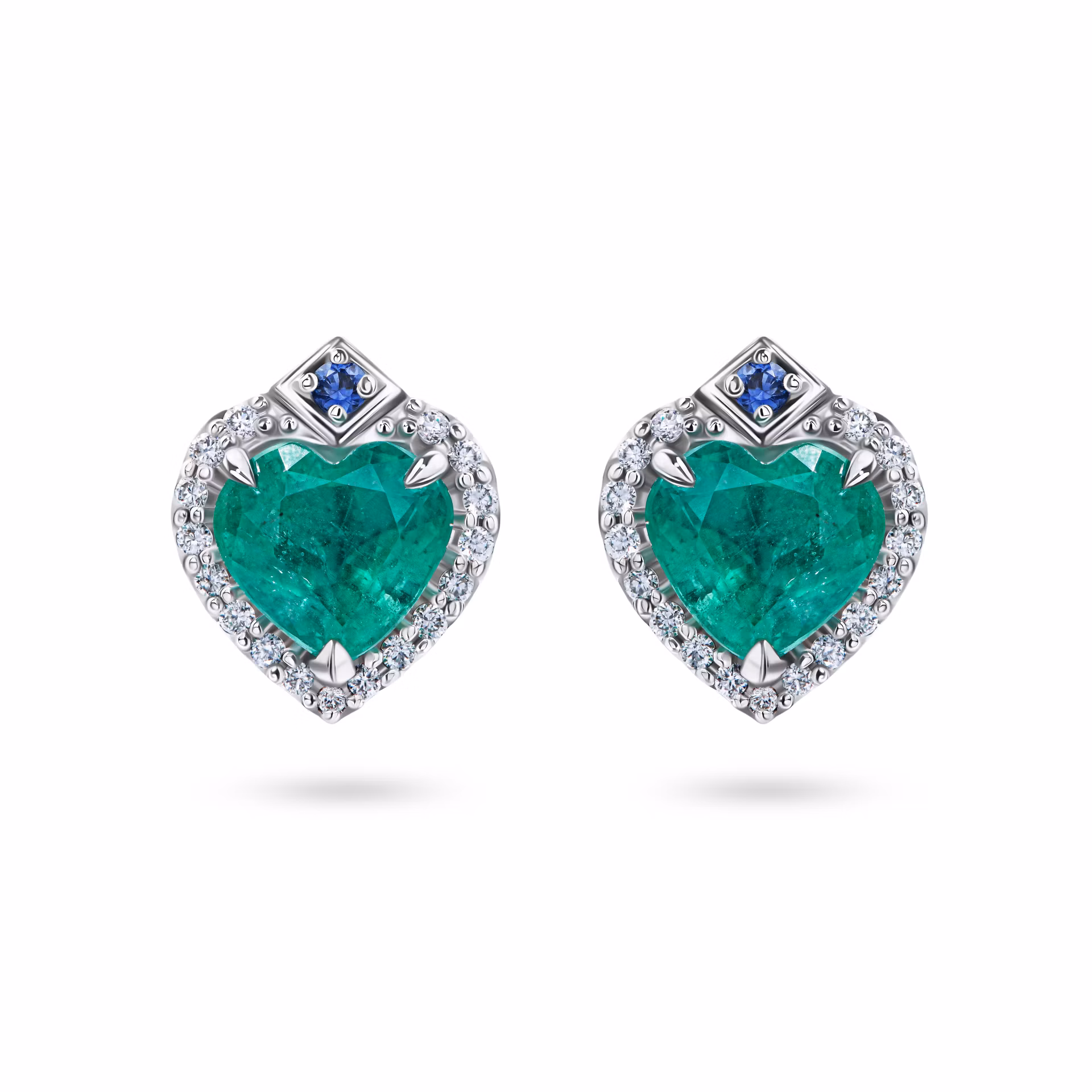 Пусеты из белого золота с изумрудами 0.84 и 0.82 карата.