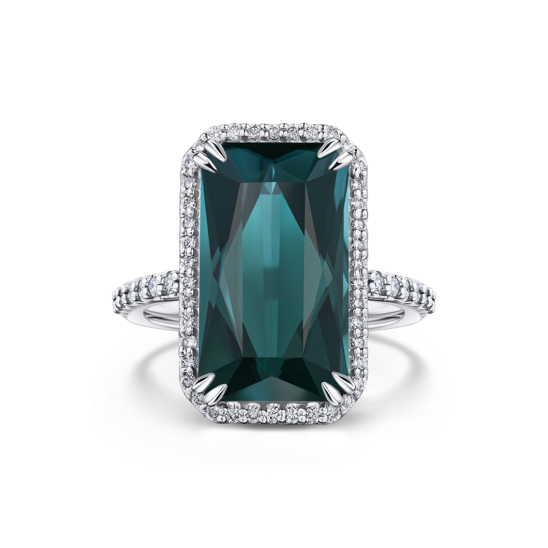 Кольцо из белого золота с турмалином 6.94 карата