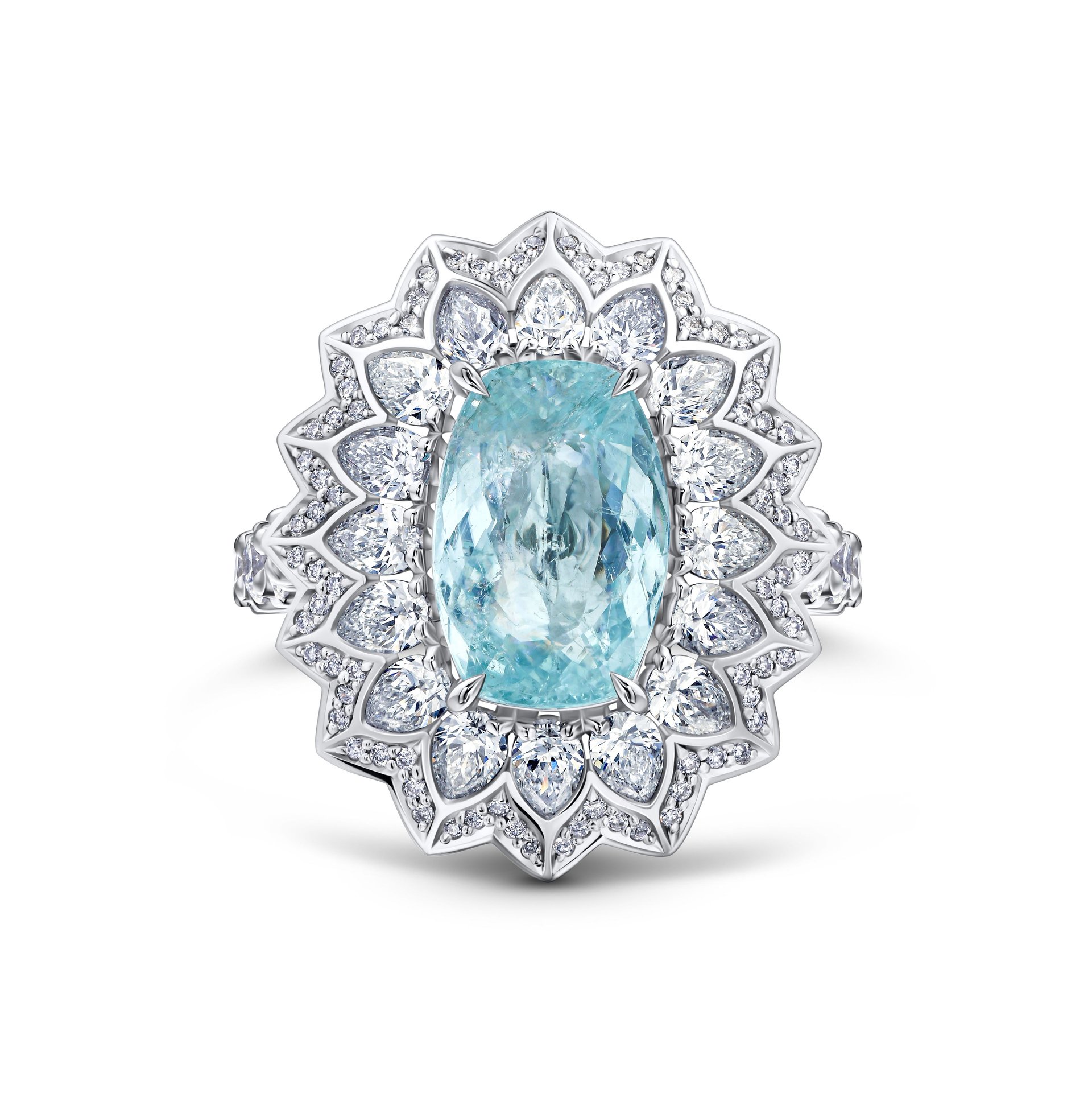 Кольцо с турмалином Параиба 2.88 карат в белом золоте, Parure Atelier