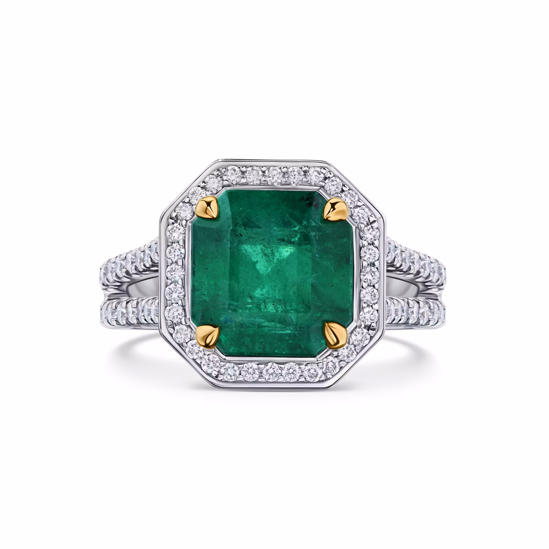 Кольцо с изумрудом 3.29 карат в белом золоте от Parure Atelier