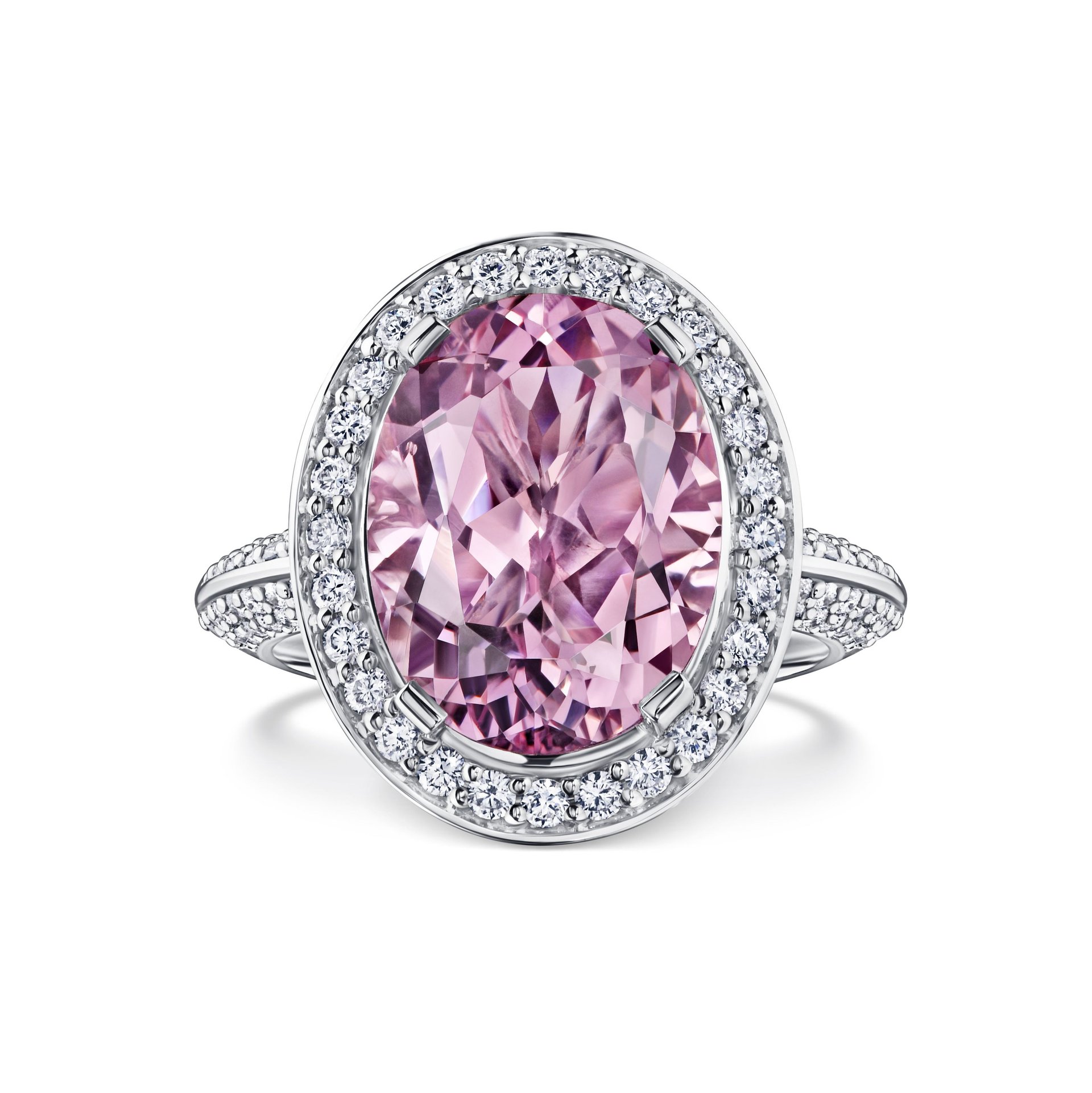 Кольцо с морганитом 4.86 карат в белом золоте от Parure Atelier