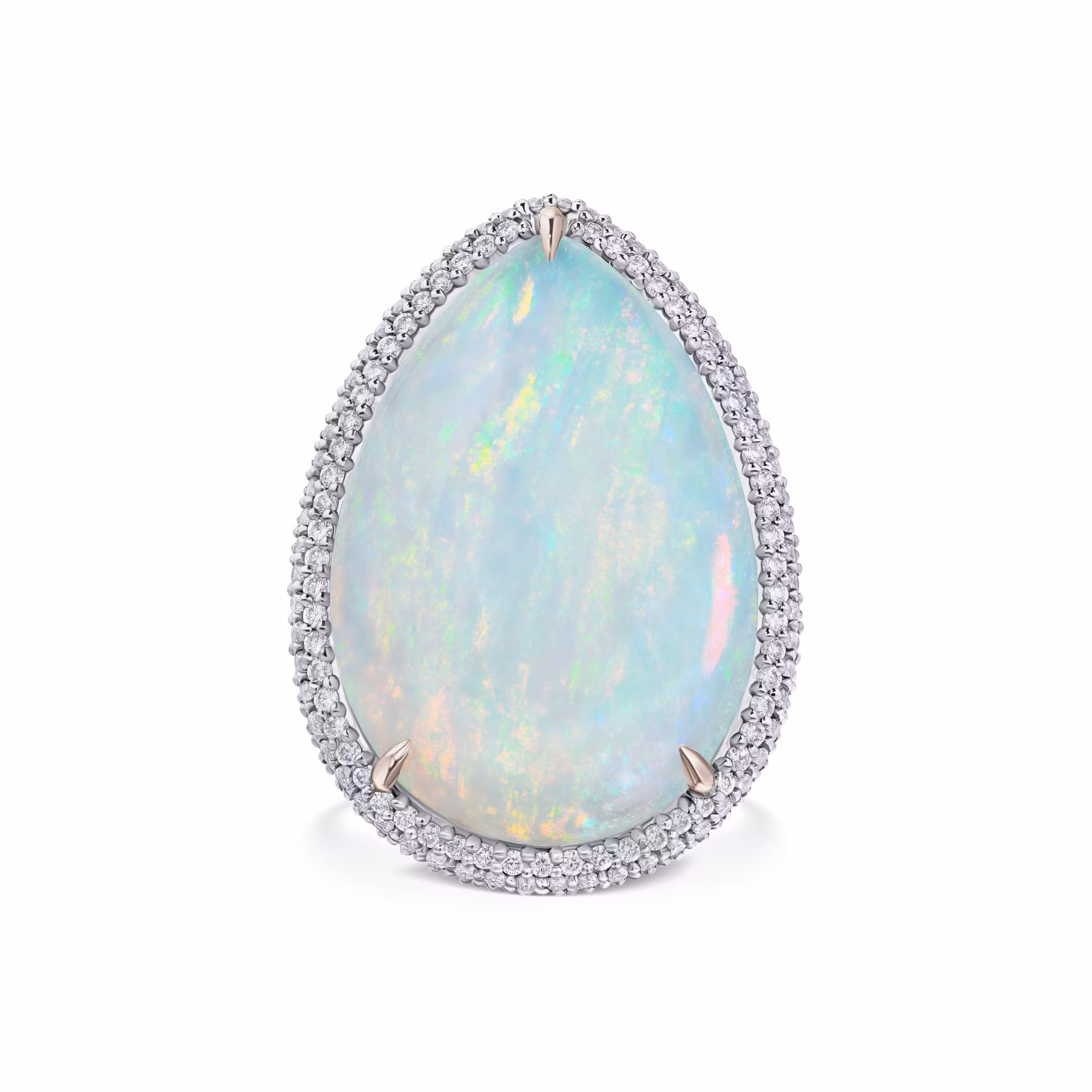 Кольцо с крупным опалом 18.05 карат в белом золоте от Parure Atelier