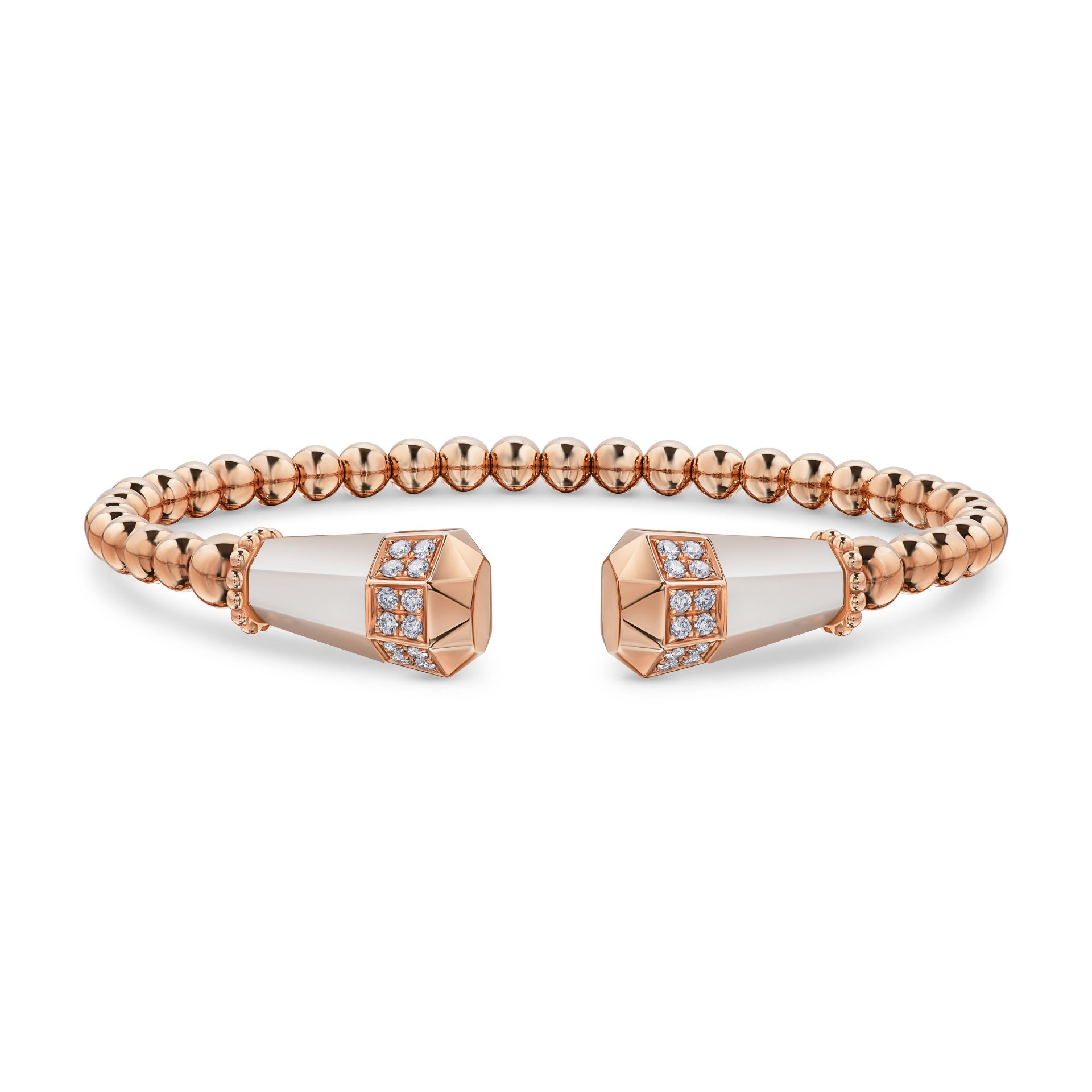 Браслет-бэнгл из розового золота с перламутром 7.25 карат и бриллиантами