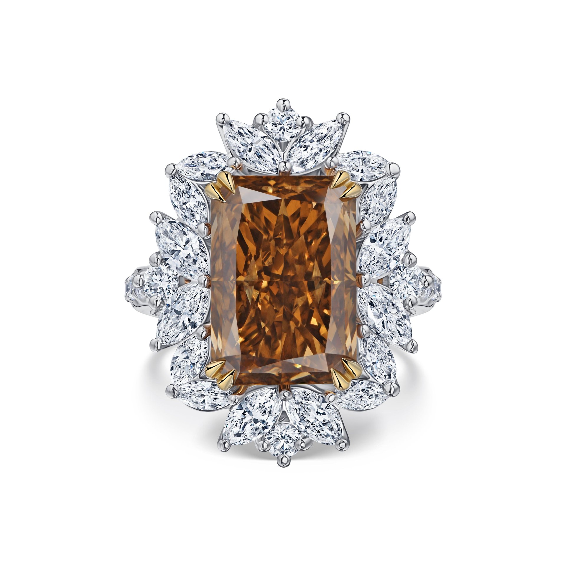 Кольцо с коричневым бриллиантом 6 карат в белом золоте от Parure Atelier