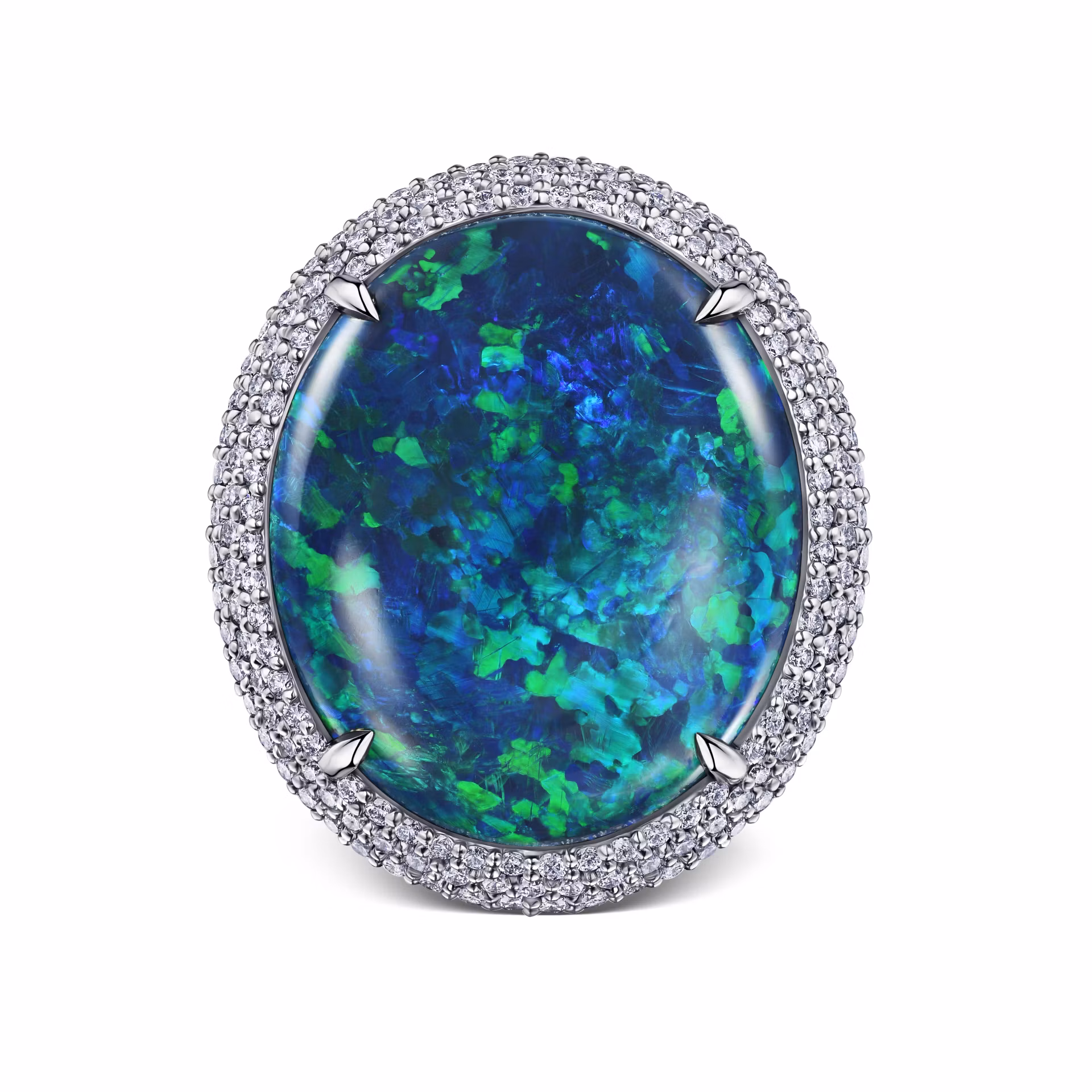 Кольцо с крупным опалом 16.48 карат в белом золоте от Parure Atelier