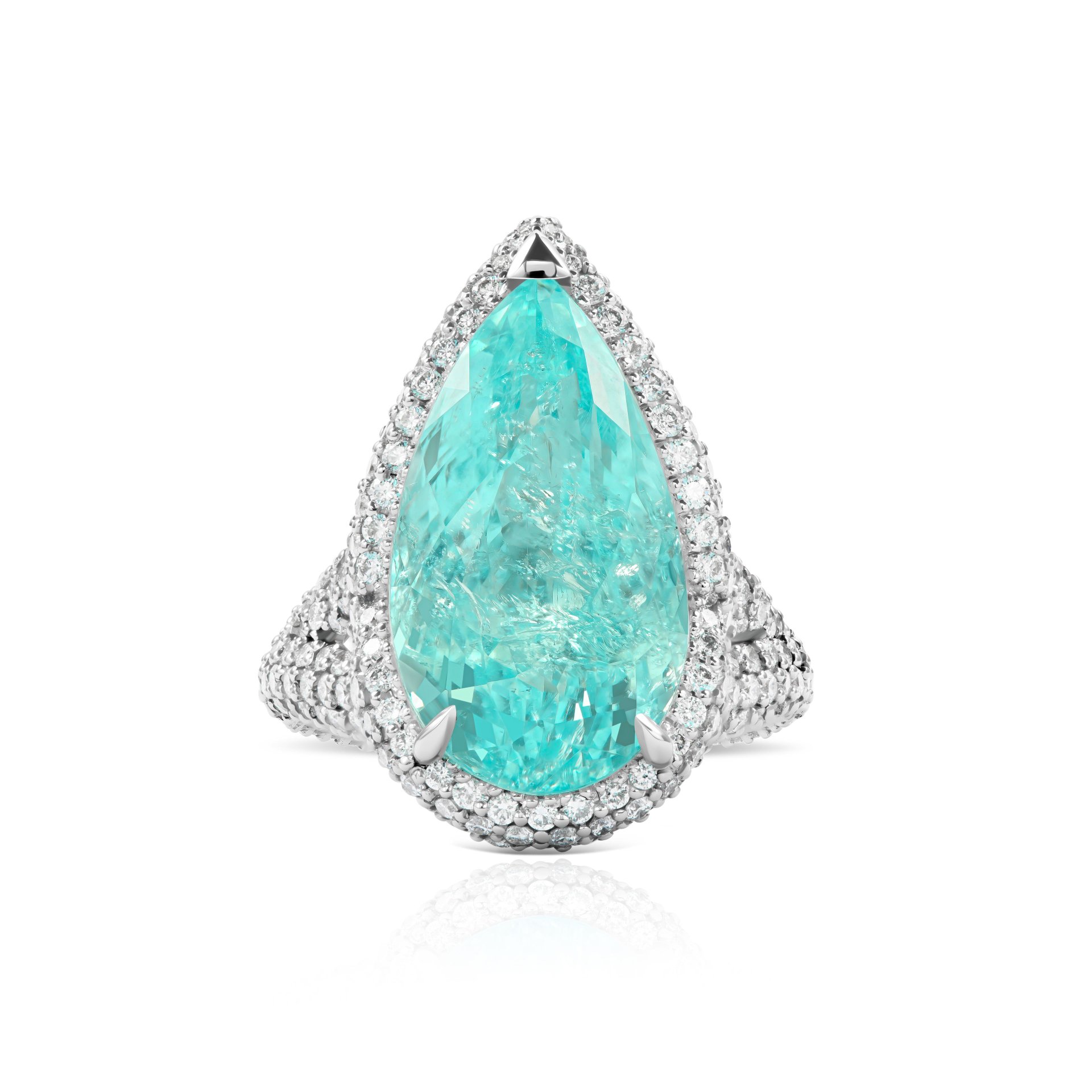 Кольцо Odyssey с турмалином Параиба 15.72 карат в белом золоте