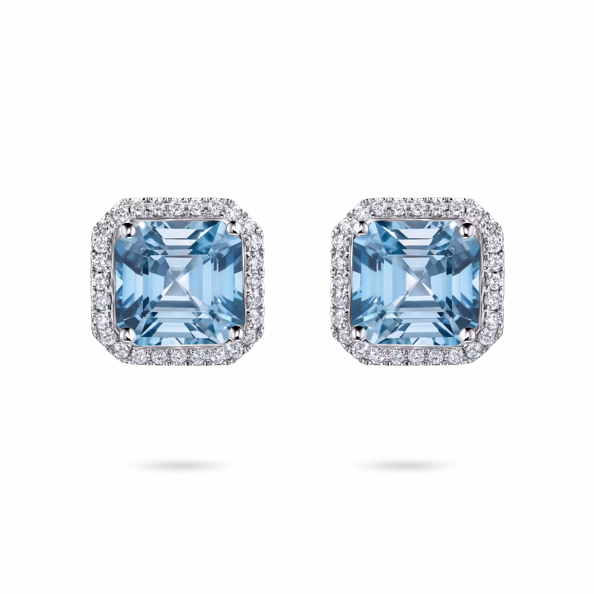 Пусеты из белого золота с цирконами 3.89 и 3.57 карата