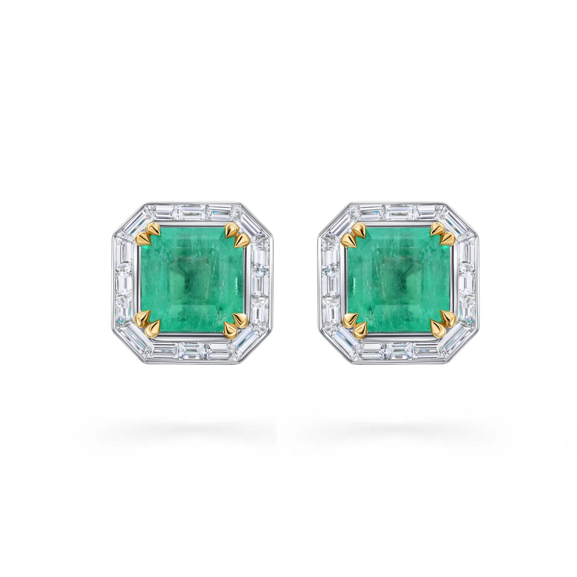 Earrings with emerald "octagon" 8.3 ct Green (Minor) Columbia GRS