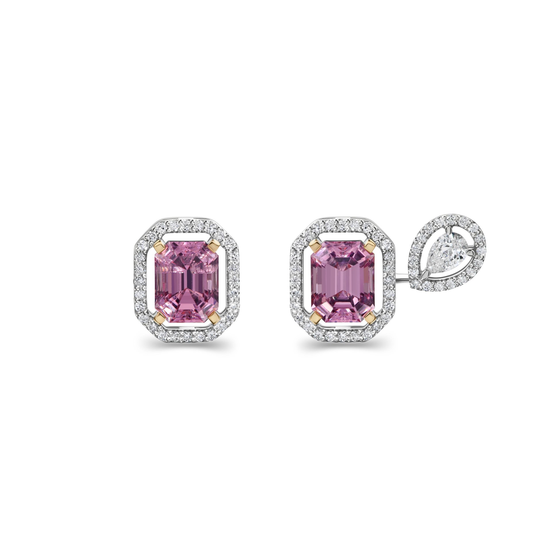 Пусеты из белого золота со шпинелью 1.62 и 1.63 карата.