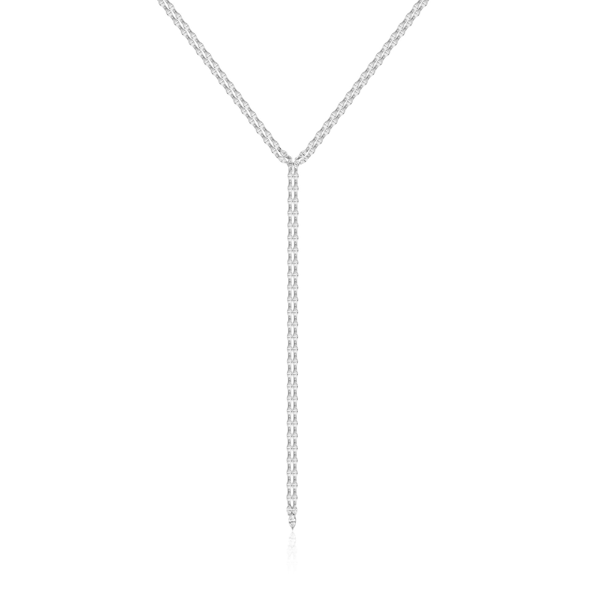 Колье-галстук с бриллиантом 18.53 карат из белого золота