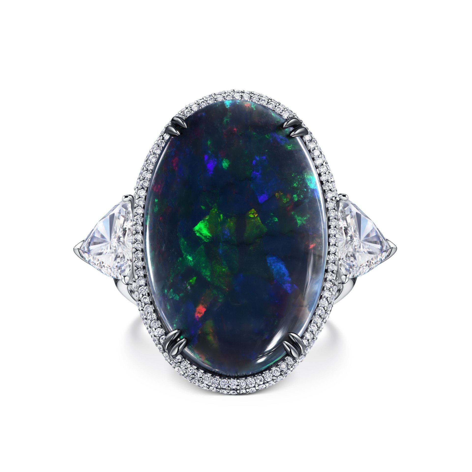 Кольцо с крупным опалом 13.86 карат в белом золоте от Parure Atelier