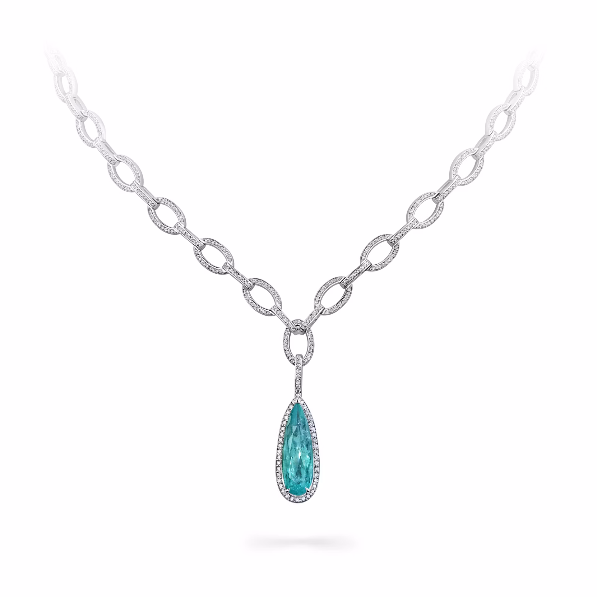 Колье из белого золота с турмалином Параиба 6.67 карат