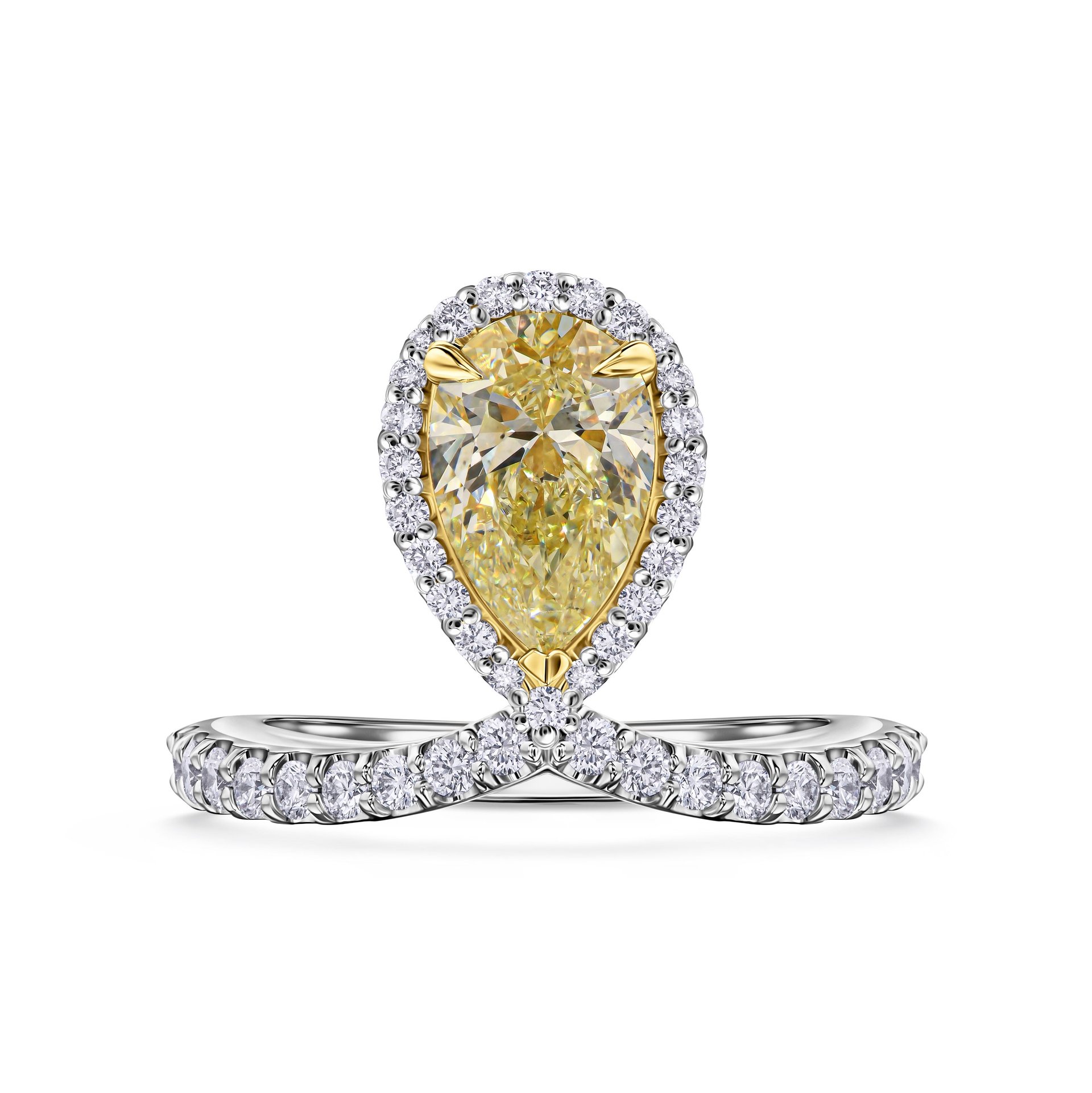 Кольцо с желтым бриллиантом 1.55 карат в белом золоте от Parure Atelier