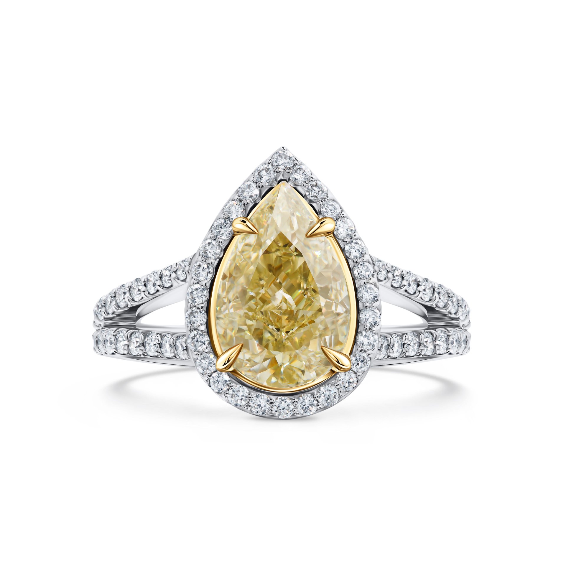 Кольцо с желтым бриллиантом 2.51 карат в белом золоте