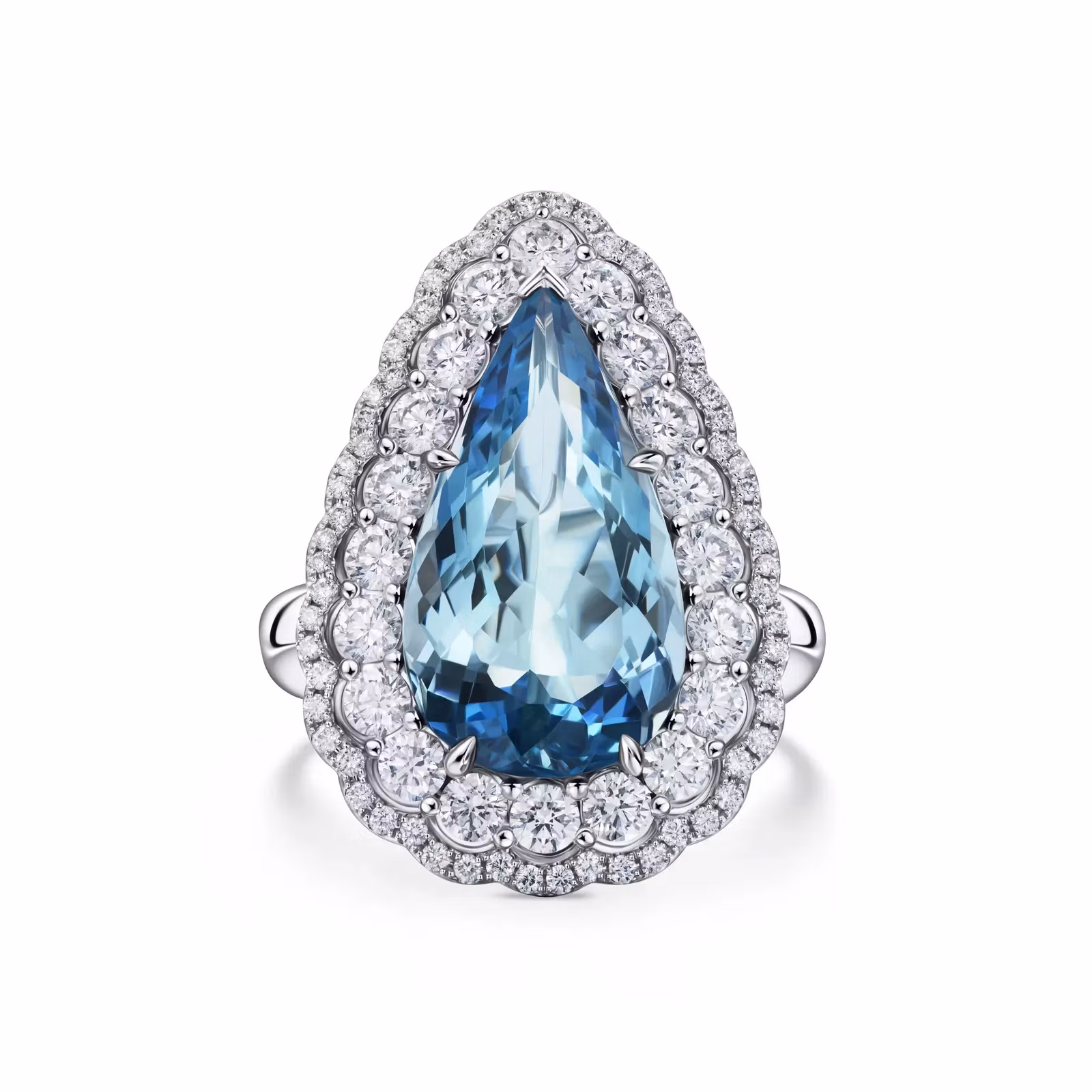 Ring with aquamarine "pear" 5.42 ct Santa Maria (No treatment) GRS