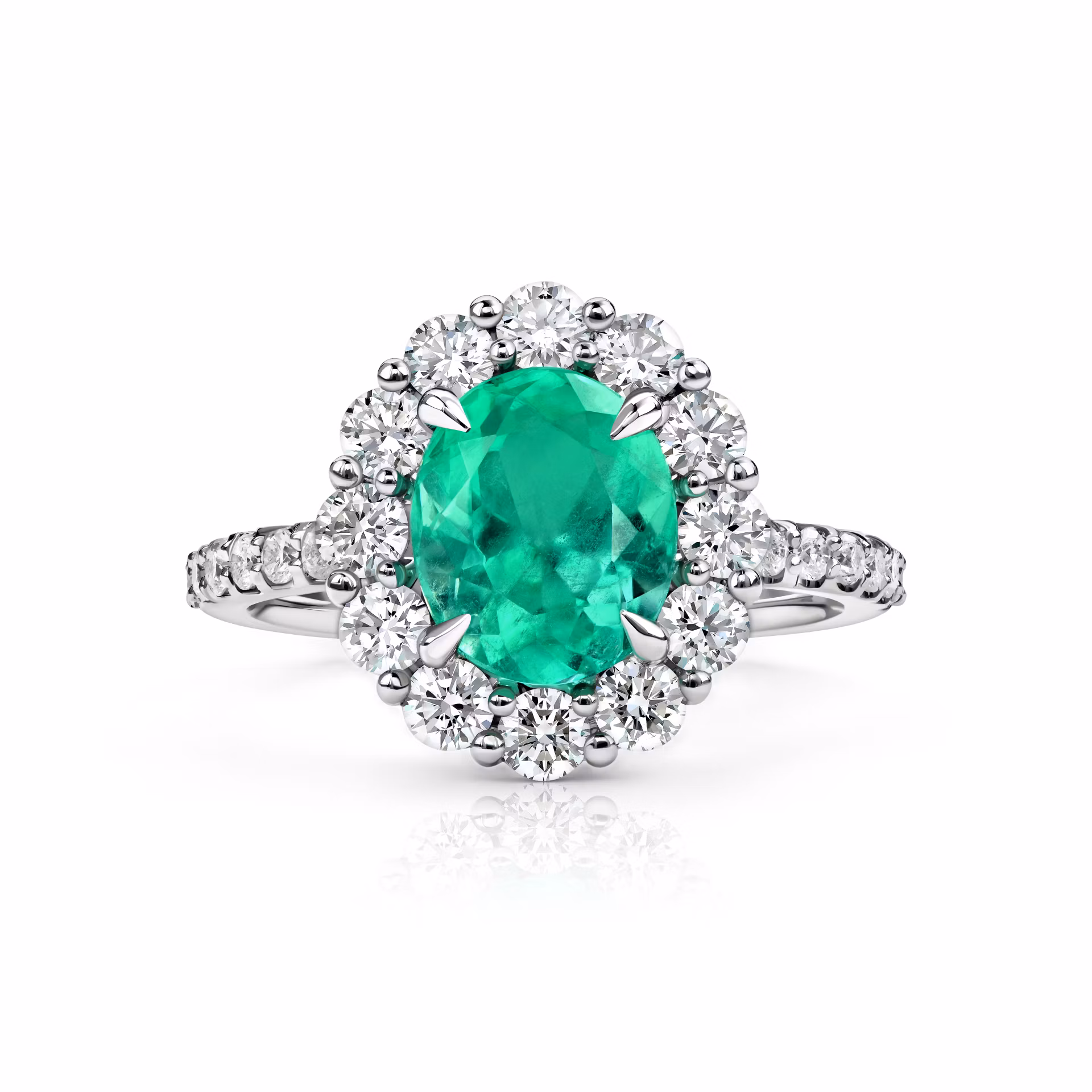 Кольцо с изумрудом 1.99 карат в белом золоте от Parure Atelier
