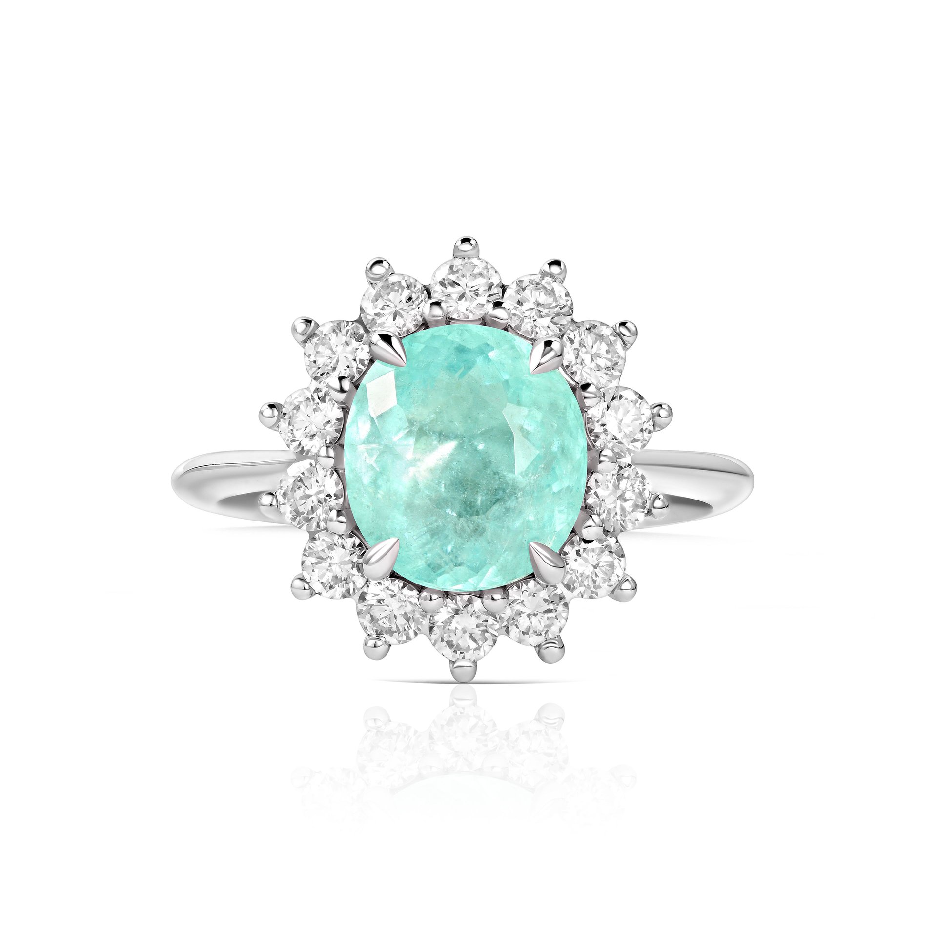 Кольцо из белого золота с турмалином Параиба 2.3 карата