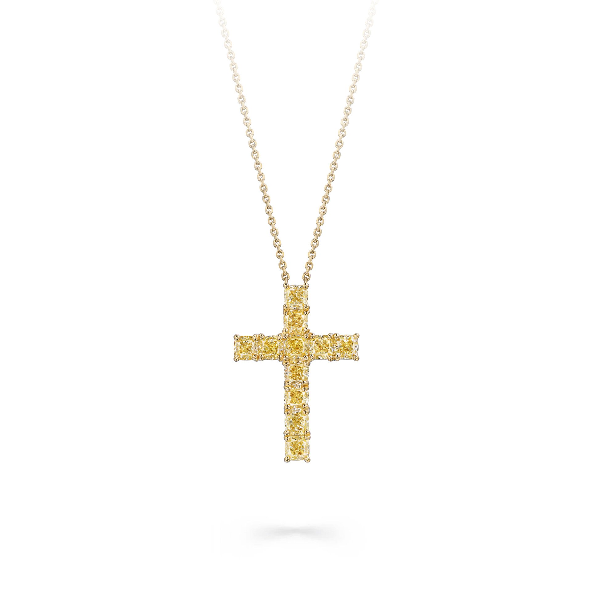 Крест из желтого золота с желтым бриллиантом 2.209 карат