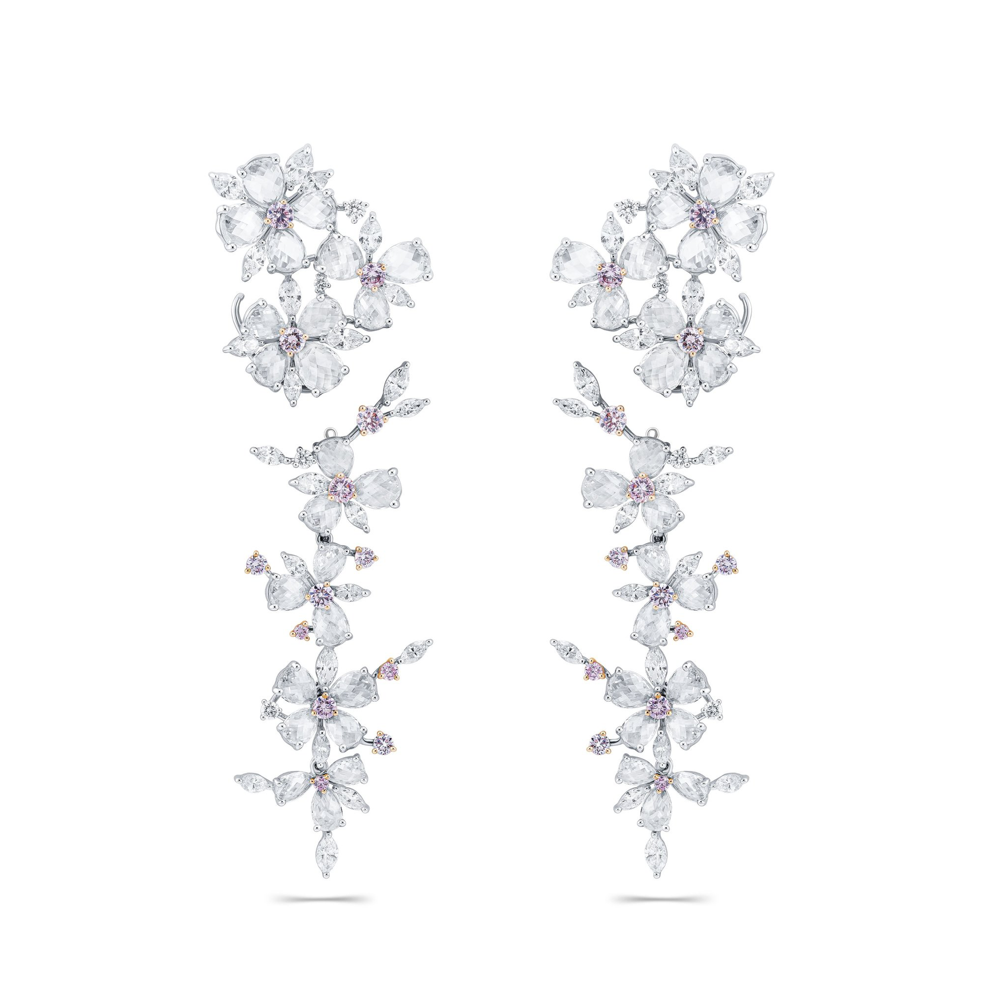 Earrings with diamond "rose cut Pear" 8.52 ct F/VS2