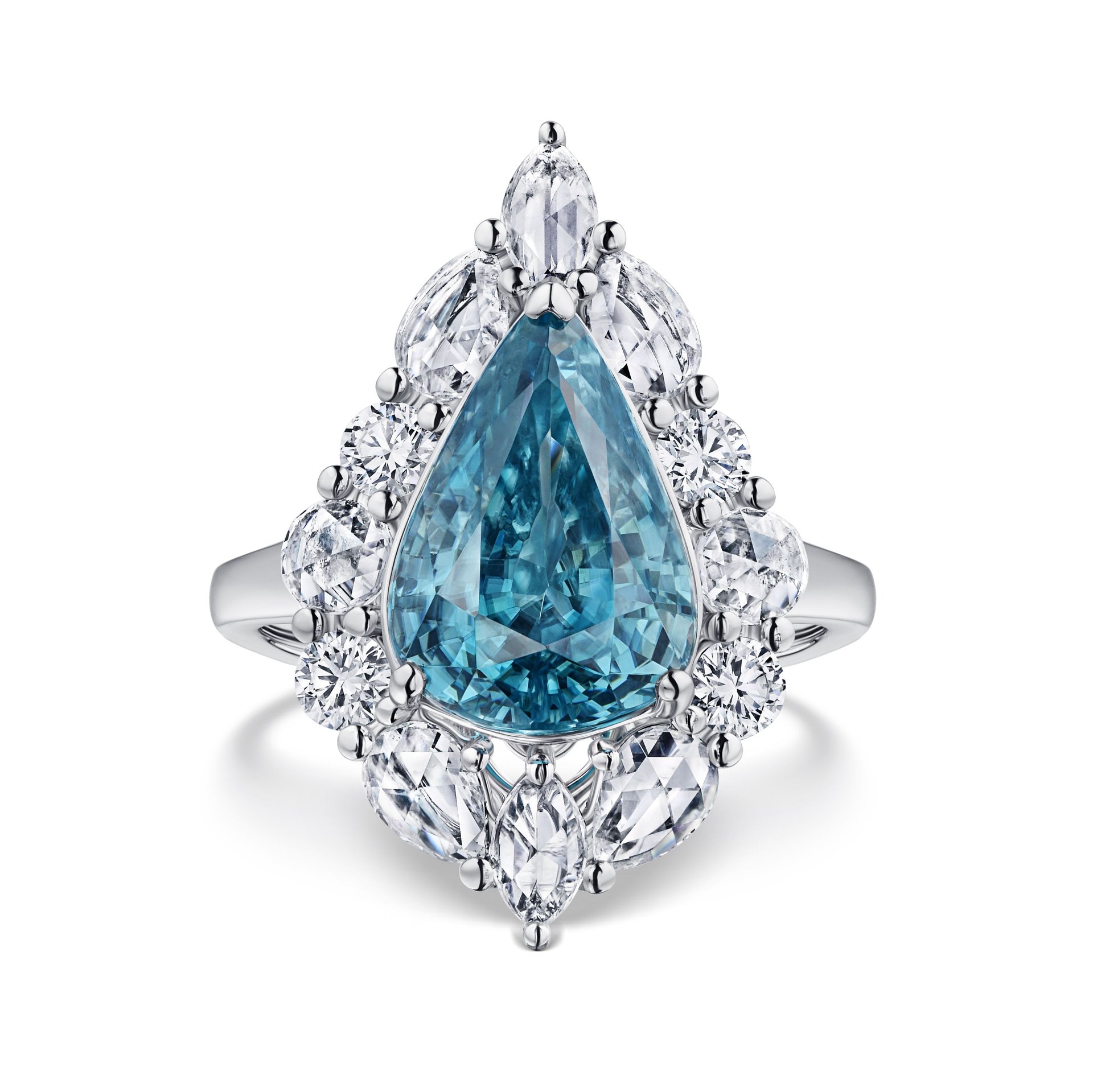 Кольцо с белым золотом и цирконом 6.34 карата, дизайн Parure Atelier