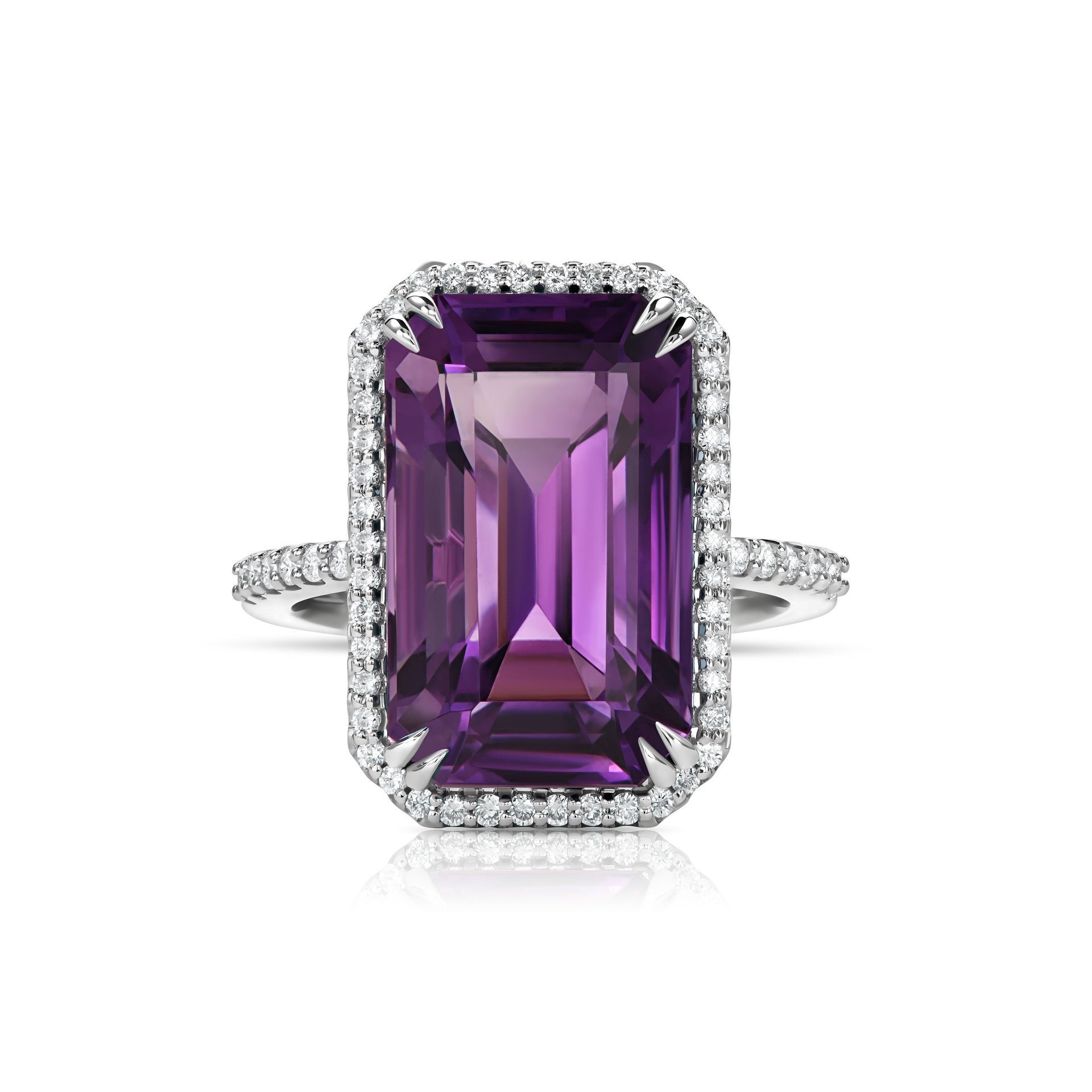 Кольцо из белого золота с аметистом 9.56 карата, дизайн Parure Atelier