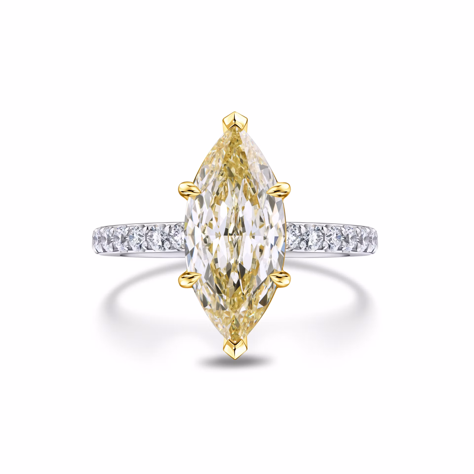 Кольцо с желтым бриллиантом 2.32 карат в белом золоте