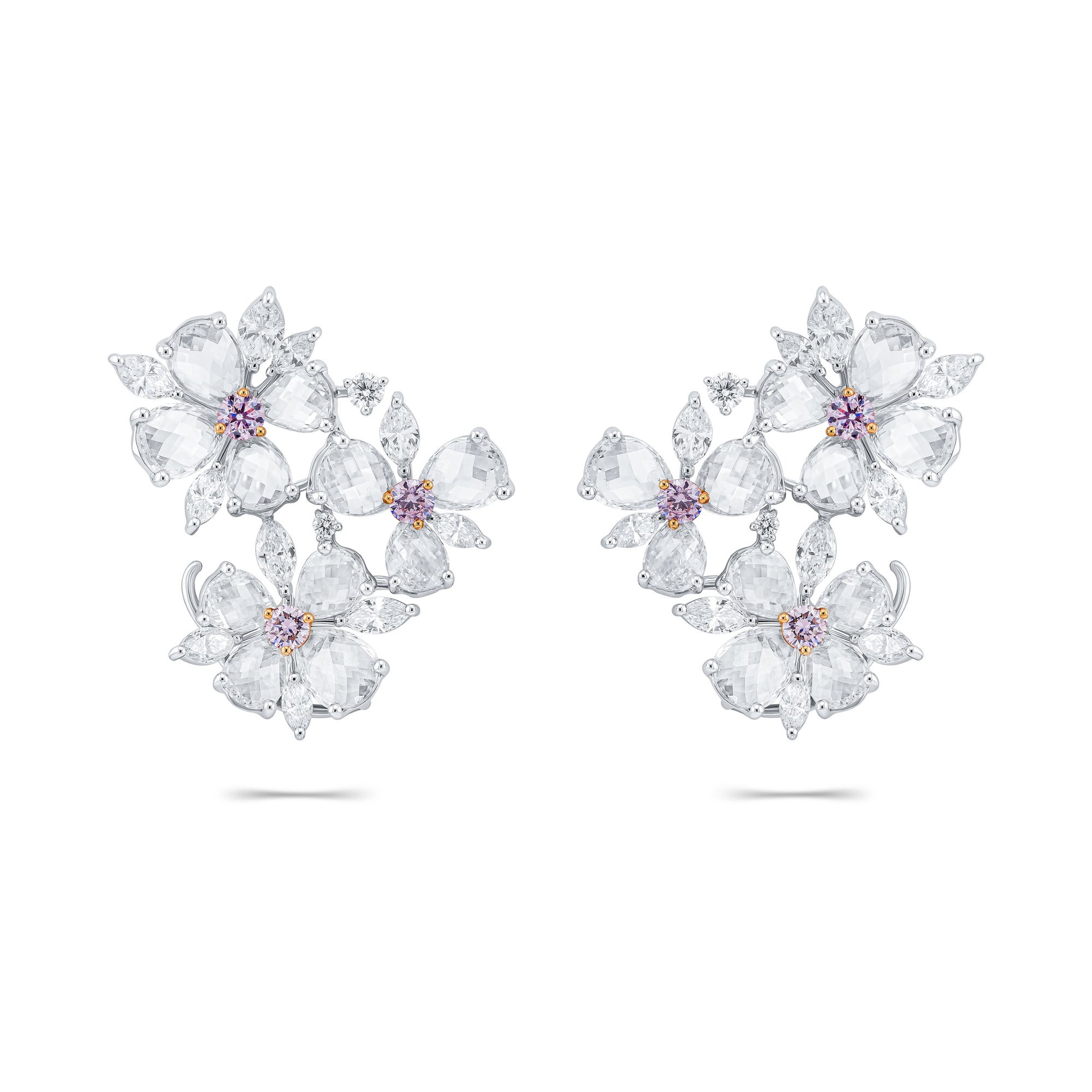 Earrings with diamond "rose cut Pear" 8.52 ct F/VS2