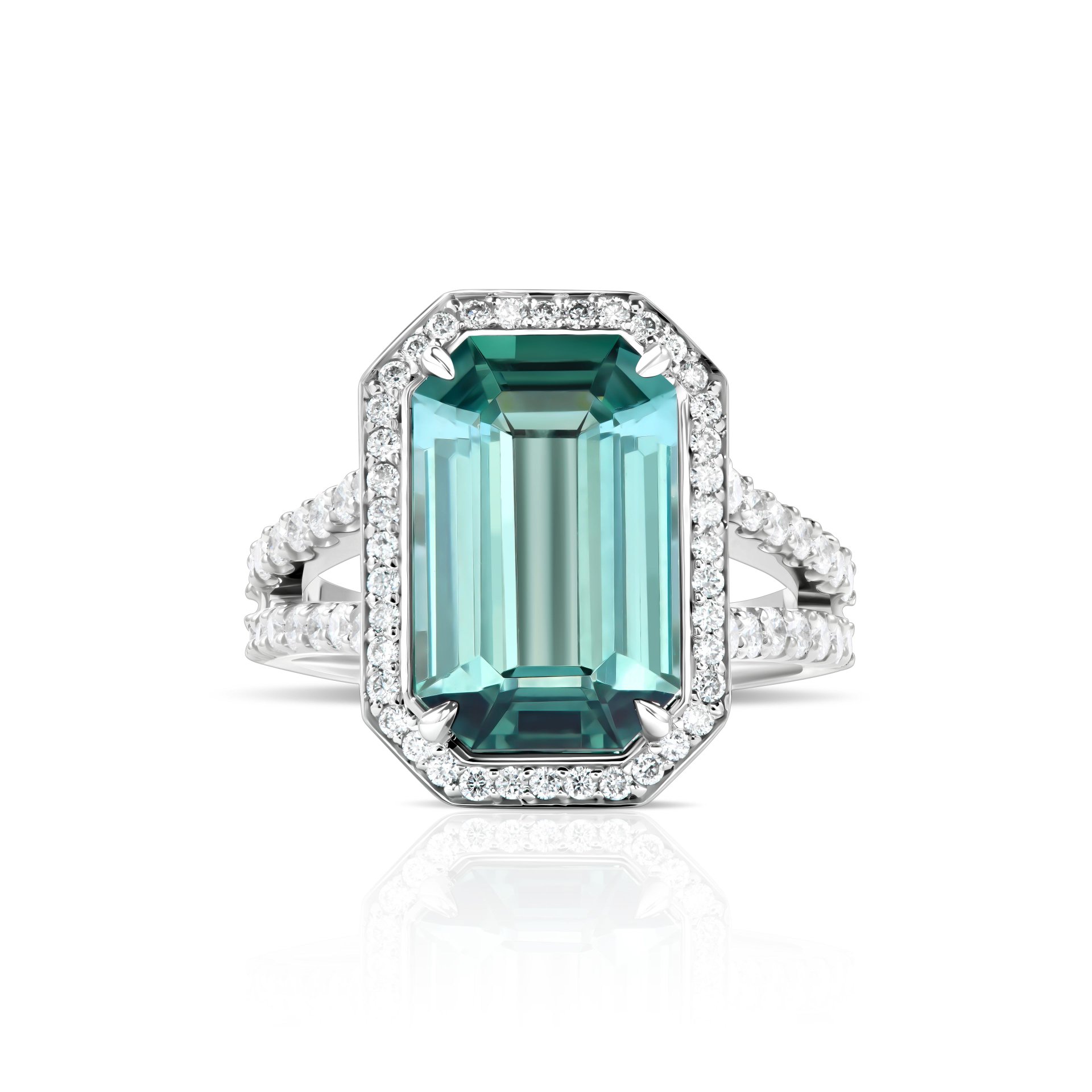 Кольцо с крупным турмалином 4.98 карат в белом золоте