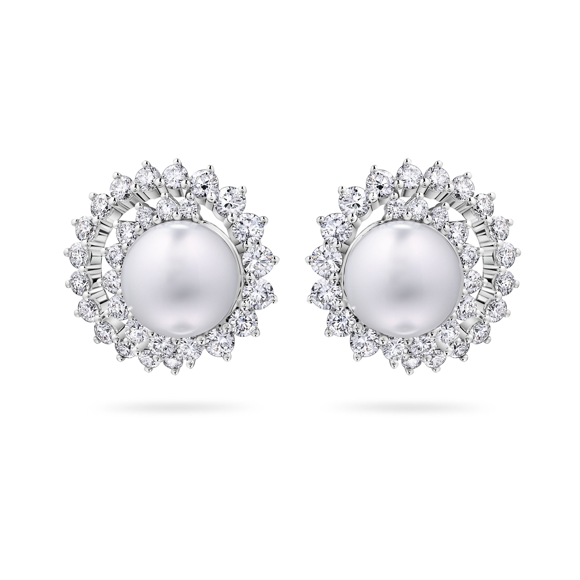 Пусеты из белого золота с жемчугом 6.58 и 6.75 карата