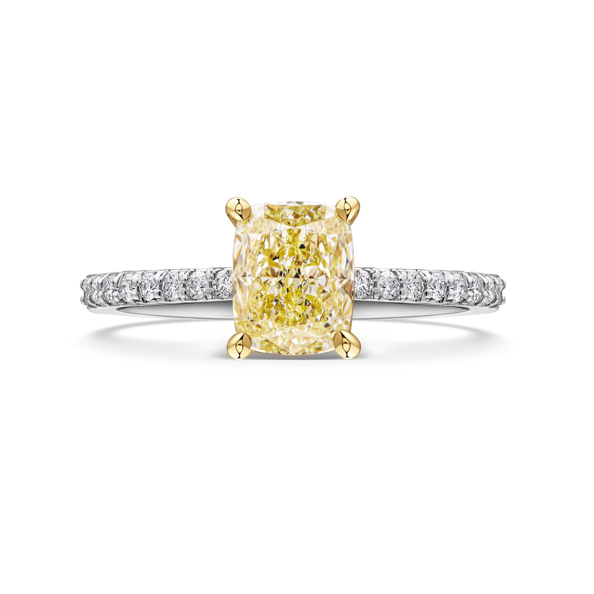 Кольцо с желтым бриллиантом 1.14 карат в белом золоте