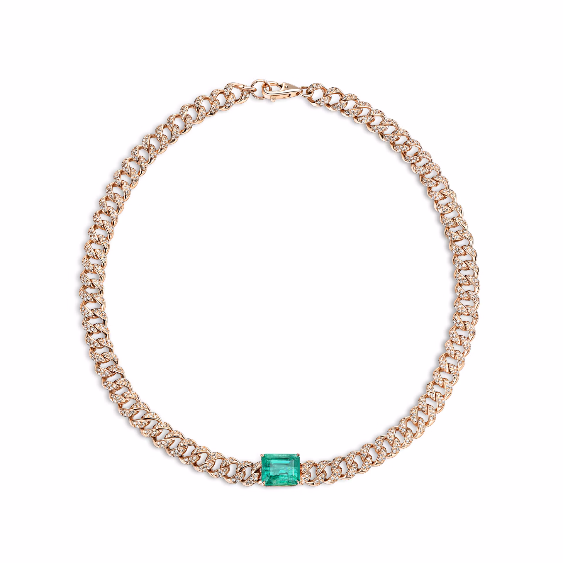 Колье Felicità с изумрудом 7.27 карат и бриллиантами в розовом золоте