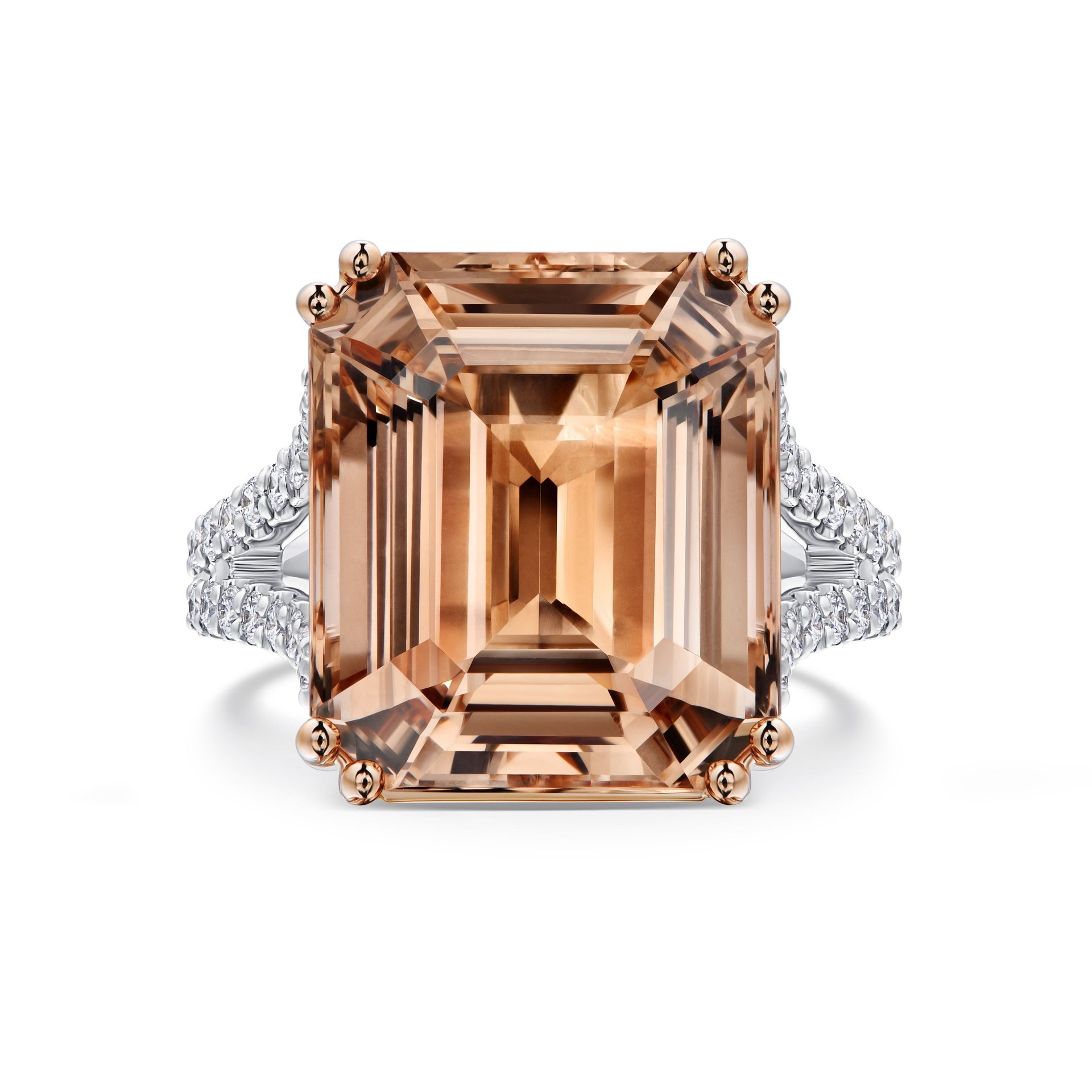 Кольцо с морганитом 13.18 карат в белом золоте от Parure Atelier