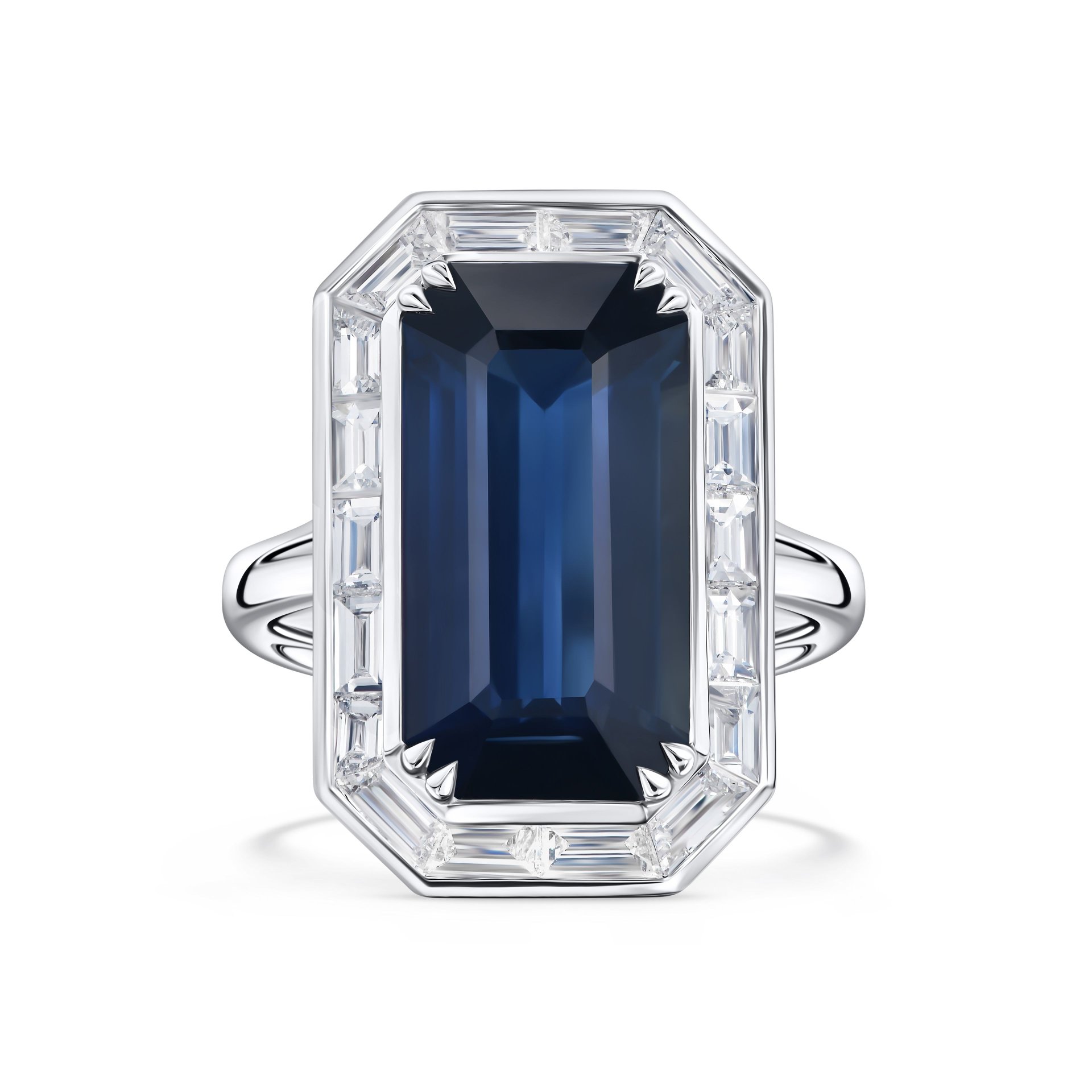 Кольцо из белого золота с сапфиром 8.14 карат.